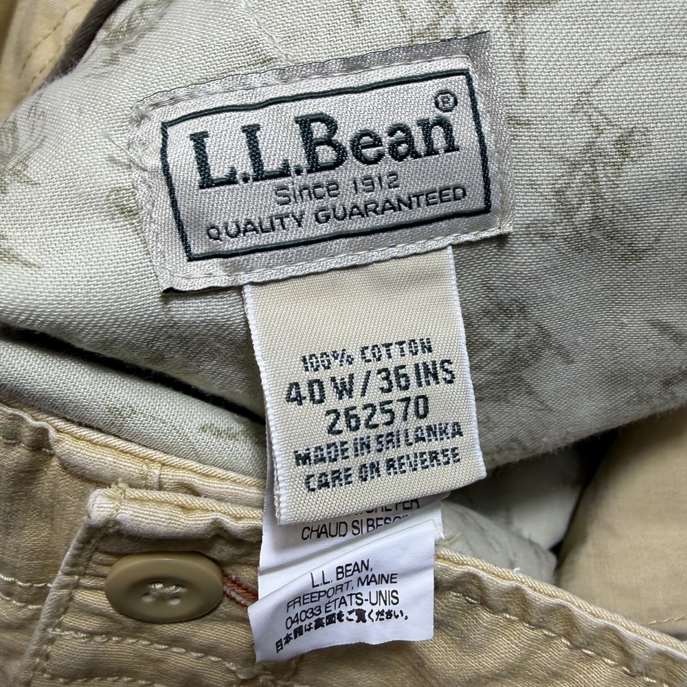 LL Bean Cargo Pants Mens 40x36 Khaki Outdoor Hiking Utility Cotton - Picture 8 of 9